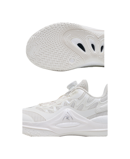 Rigorer Reeves second-generation AR2 Ghost lightweight, comfortable, fashionable, shock-absorbing, wear-resistant, breathable low cut sports basketball shoes for children in white and silver  VJSNEAKER