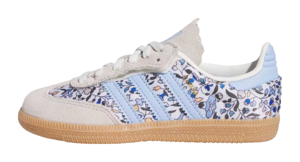 LIBERTY x Adidas Originals SAMBA OG Abrasion Resistant Low top Kids Training Shoes Blue Gray White Rubber Color Kids  VJSNEAKER