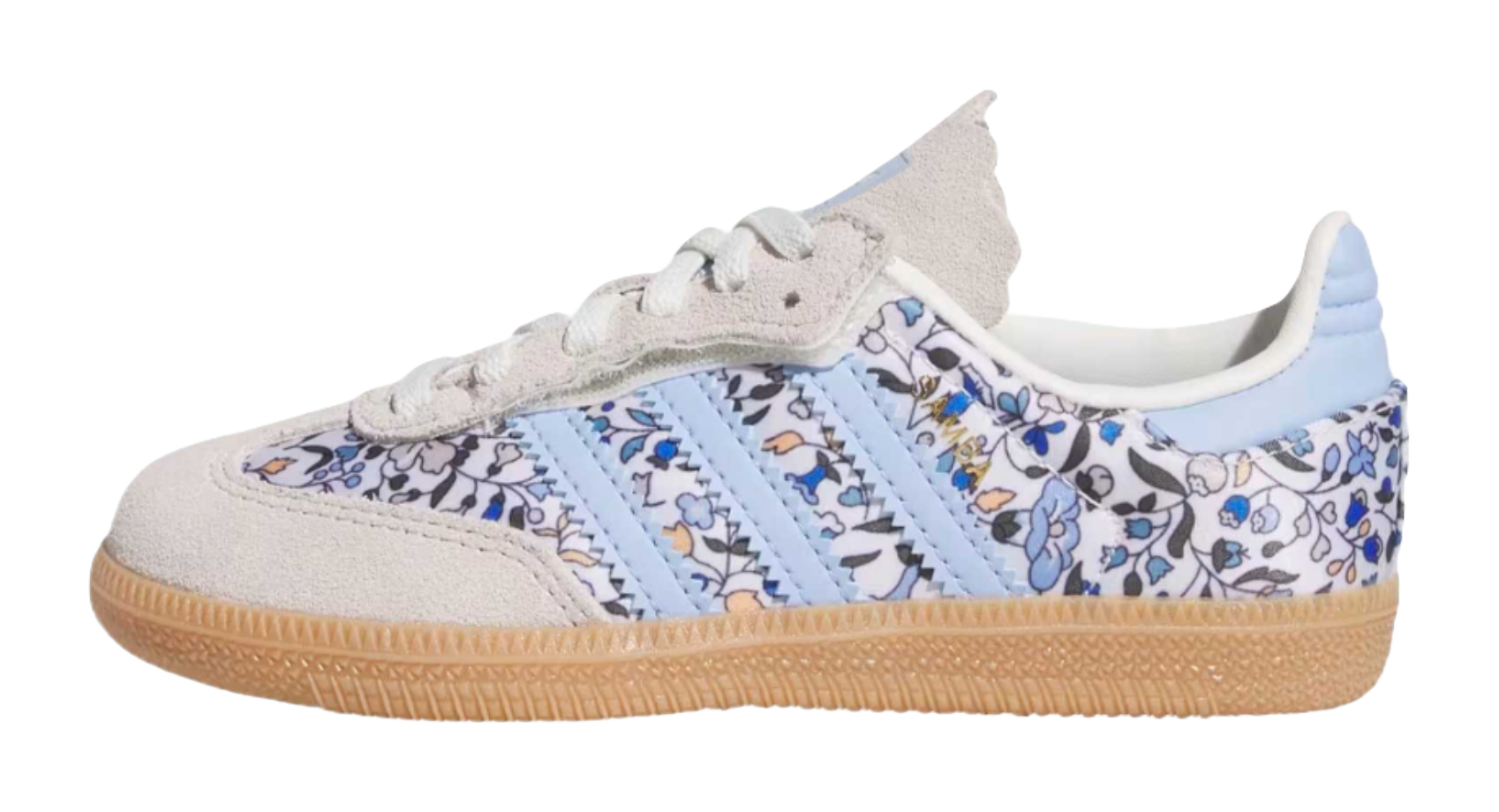 LIBERTY x Adidas Originals SAMBA OG Abrasion Resistant Low top Kids Training Shoes Blue Gray White Rubber Color Kids  VJSNEAKER