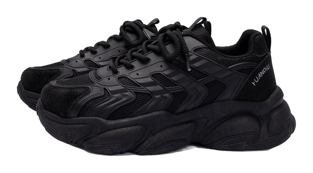 HUANQIU Slip Resistant Coverage Lightweight Height Increasing Low top Chunky Sneakers Men's Black 