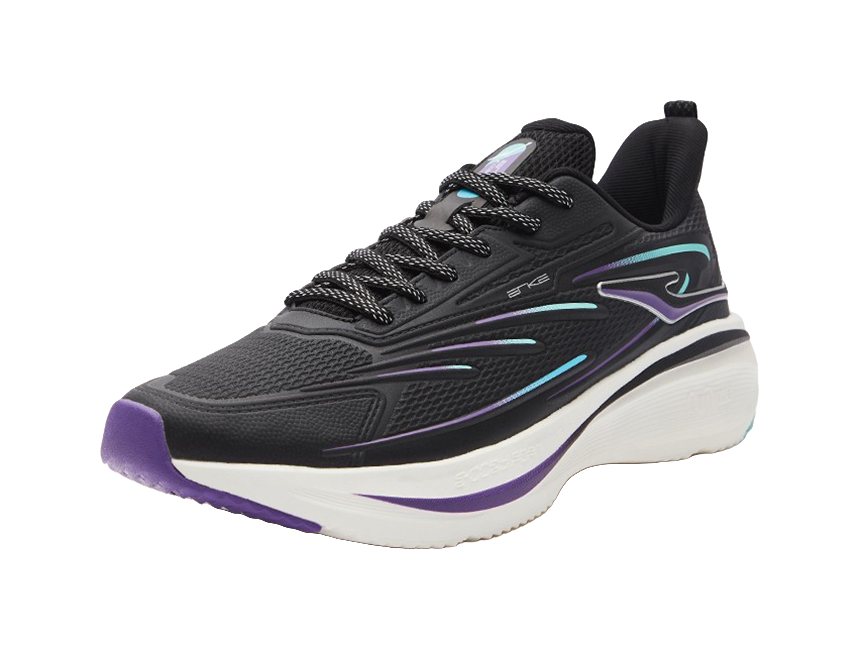 Erke Toss Neutral Force Shock Absorbers Slip Resistant Abrasion Resistant Low top Running Shoes Men's Black Purple 