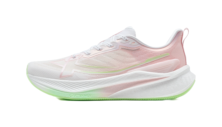 XTEP 2000km 3.0 Running Shoes Women's Low top Classic White/Peach Blossom Pink/Elf Green 