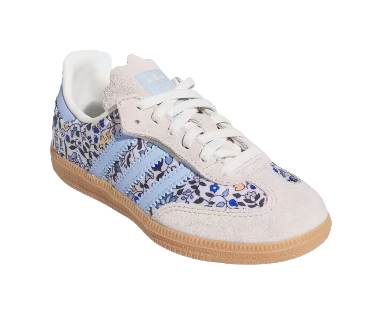 LIBERTY x Adidas Originals SAMBA OG Abrasion Resistant Low top Kids Training Shoes Blue Gray White Rubber Color Kids  VJSNEAKER