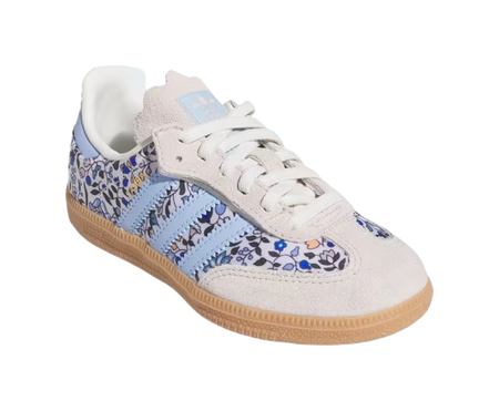 LIBERTY x Adidas Originals SAMBA OG Abrasion Resistant Low top Kids Training Shoes Blue Gray White Rubber Color Kids  VJSNEAKER
