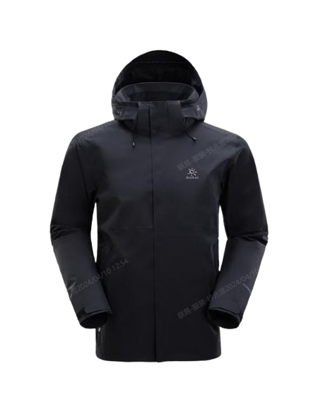 Men's KAILAS hooded windbreaker jacket, black, full-zip with small chest logo