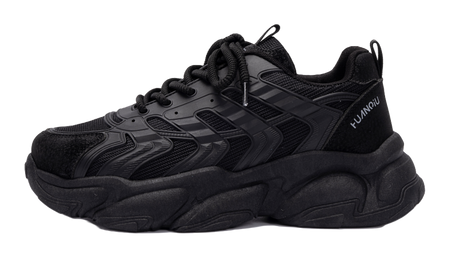HUANQIU Slip Resistant Coverage, Lightweight, Height Increasing Low top Chunky Sneakers Mens Black  vjsneaker.com