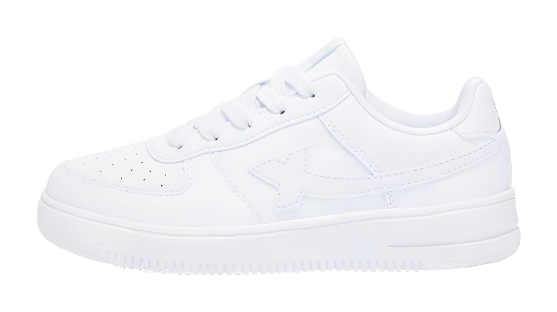 XTEP Air Force 1 Cushioning Abrasion Resistant Breathable Low top Kids' Skateboarding Shoes White Silver Teenagers 