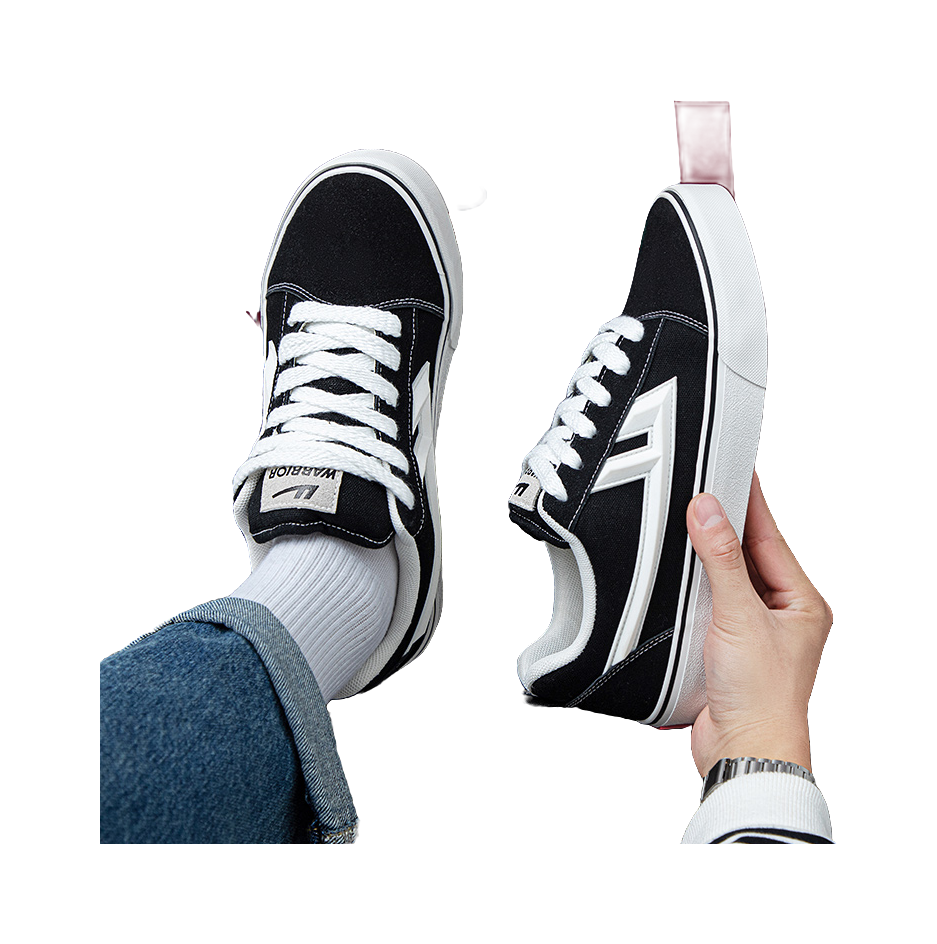 Warrior Back To School Selected, Casual Puffy Shoes Wear resistant And Lightweight Low top Canvas Shoes Unisex Black 