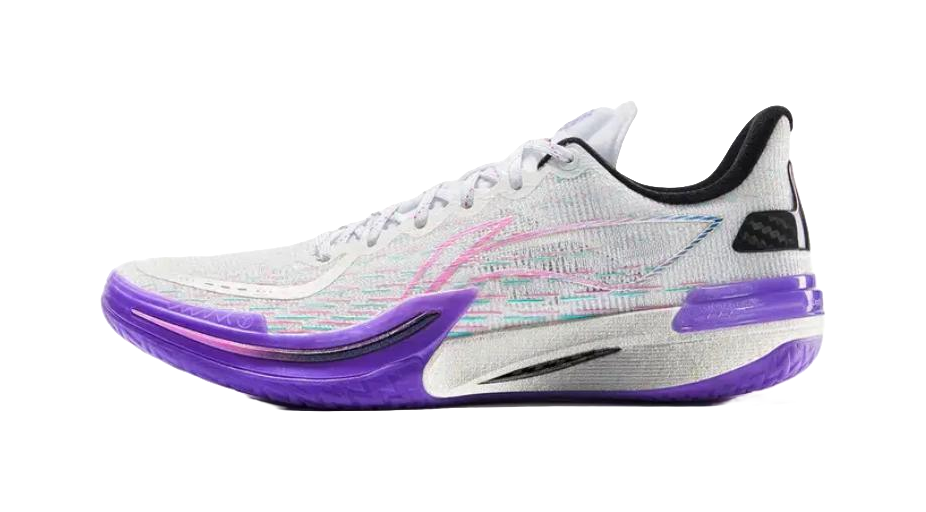 LiNing Gamma Cushioning Anti-Slip And Wear-Resistant Support Lightweight Low-Top Basketball Shoes Men Purple White  VJSNEAKER