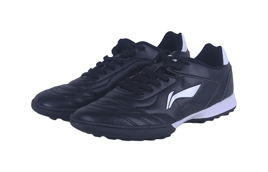 LiNing TF Broken Studs Slip-Resistant Cushioning Wear-Resistant Low-Top Soccer Shoes Black White Kids 