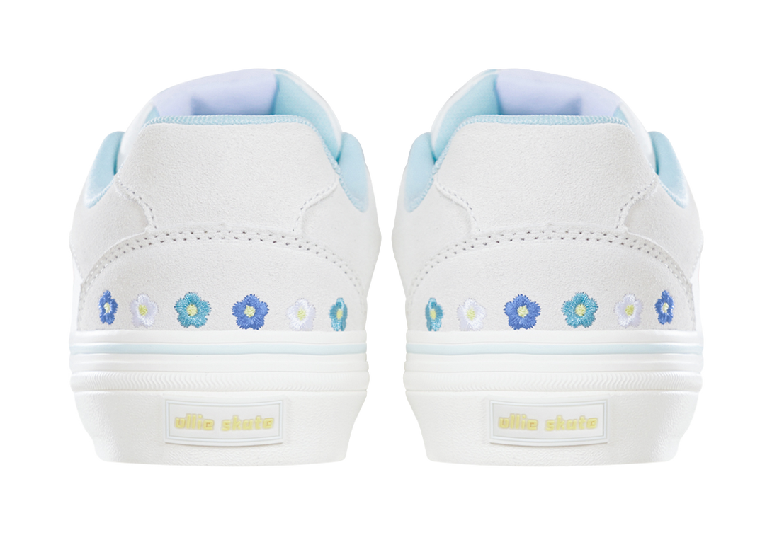 Ollieskate White Summer Flower Skateboard Shoes - Embroidered Floral Design  Lightweight & Versatile Unisex 
