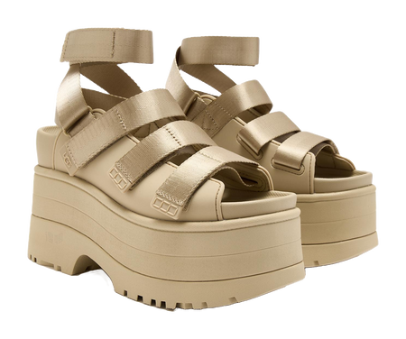 UGG GoldenRise Platform Sandals Mustard Seed Womens  vjsneaker.com