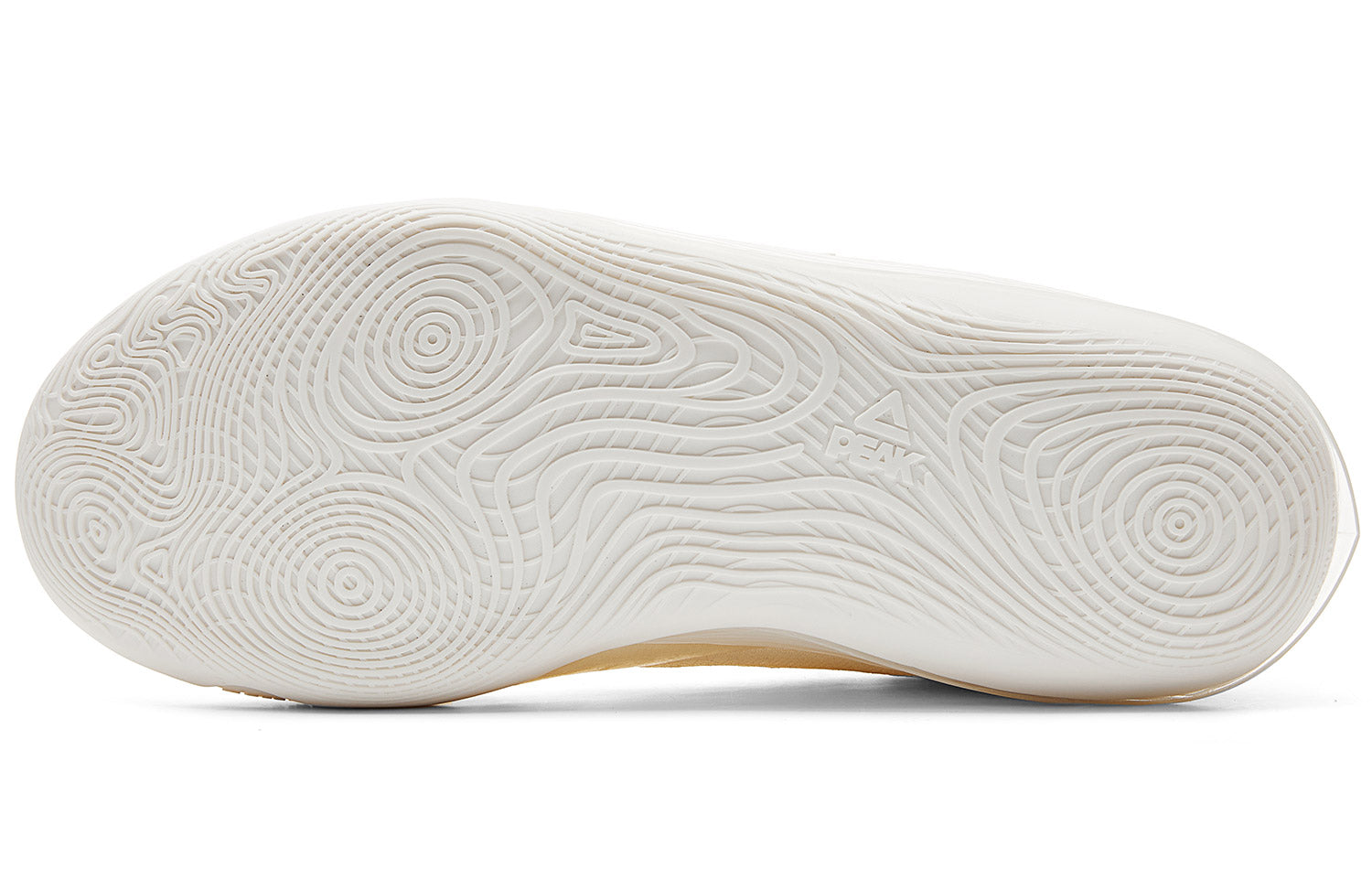 Milky white basketball shoe outsole with patterned tread