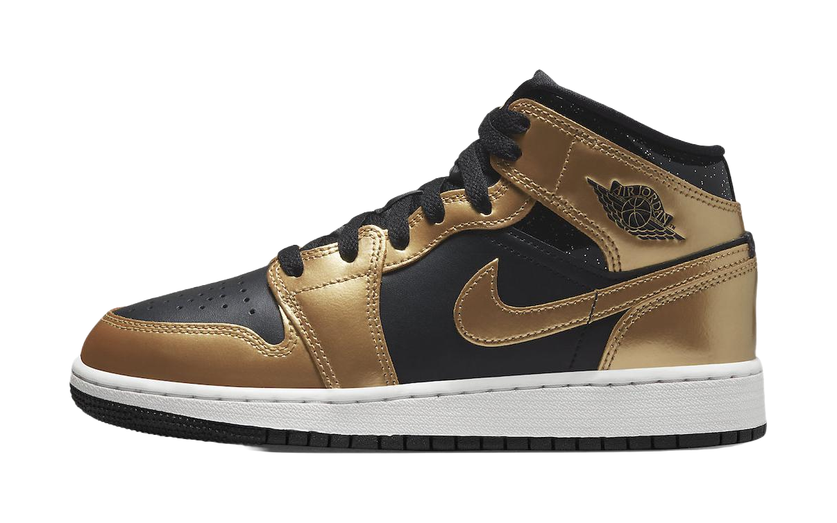 Jordan 1 Mid SE Metallic Gold Black GS  vjsneaker.com