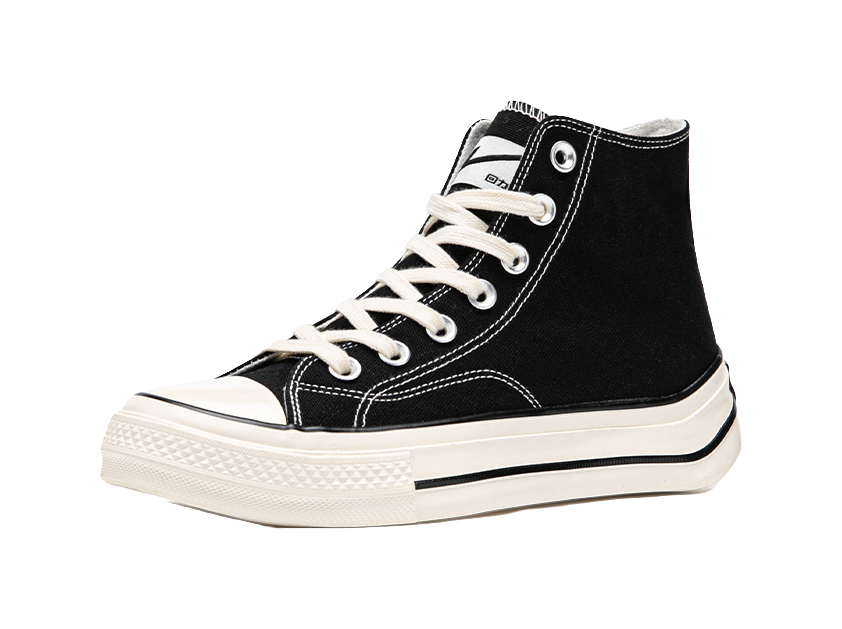 WARRIOR Cloud Sail Series Canvas Shoes Unisex High top Black 