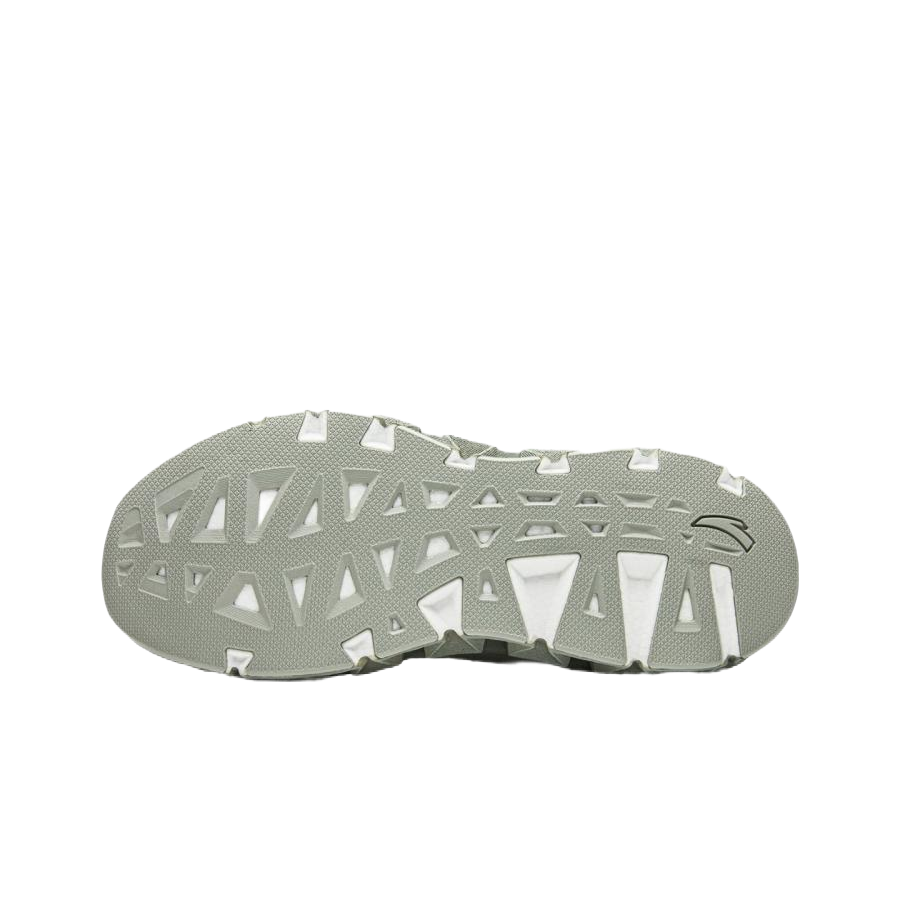 Unisex running shoe outsole with patterned rubber traction tread.