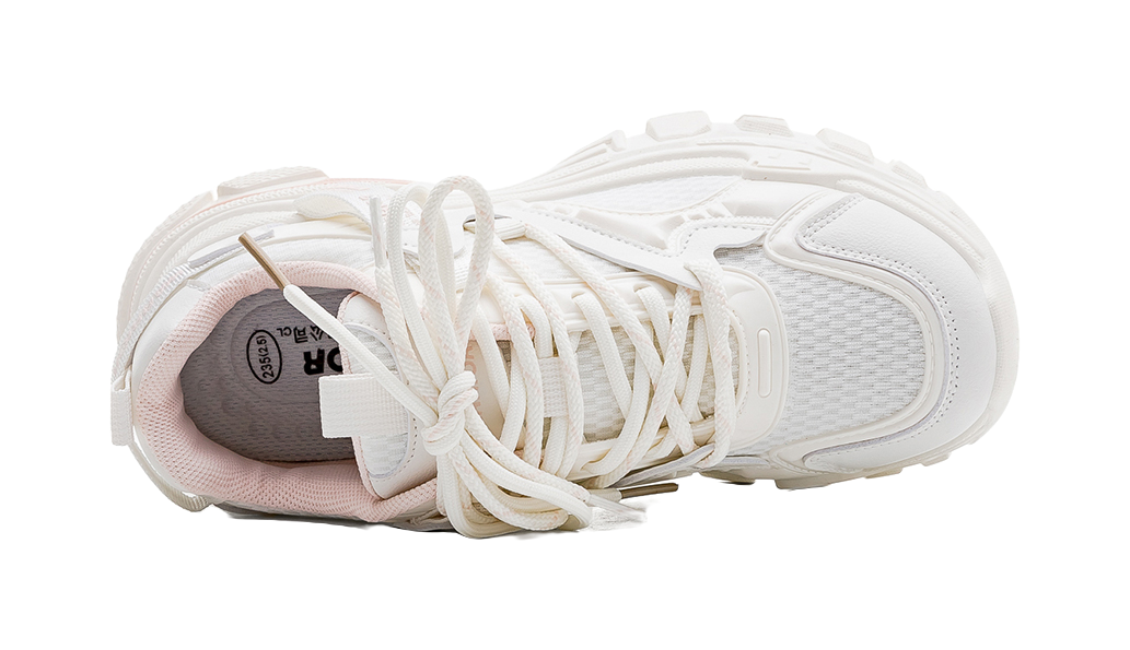 Warrior Cushioned Wear-Resistant Lightweight Slip-Resistant Low-Top Chunky Sneakers Women's Beige Pink 