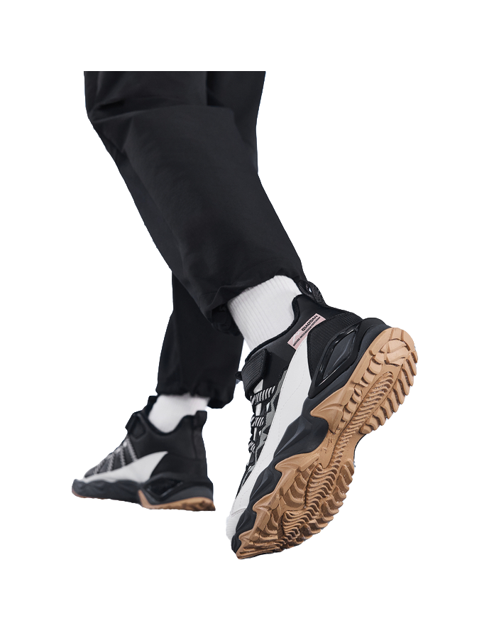 Jordan synthetic leather fabric for peak hiking with added fleece, anti slip, wear-resistant, waterproof, and warm middle cut children's outdoor shoes in black/ivory white for both men and women  VJSNEAKER