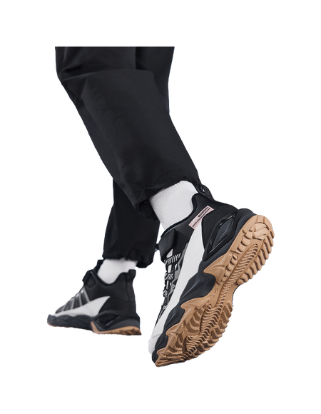 Jordan synthetic leather fabric for peak hiking with added fleece, anti slip, wear-resistant, waterproof, and warm middle cut children's outdoor shoes in black/ivory white for both men and women  VJSNEAKER