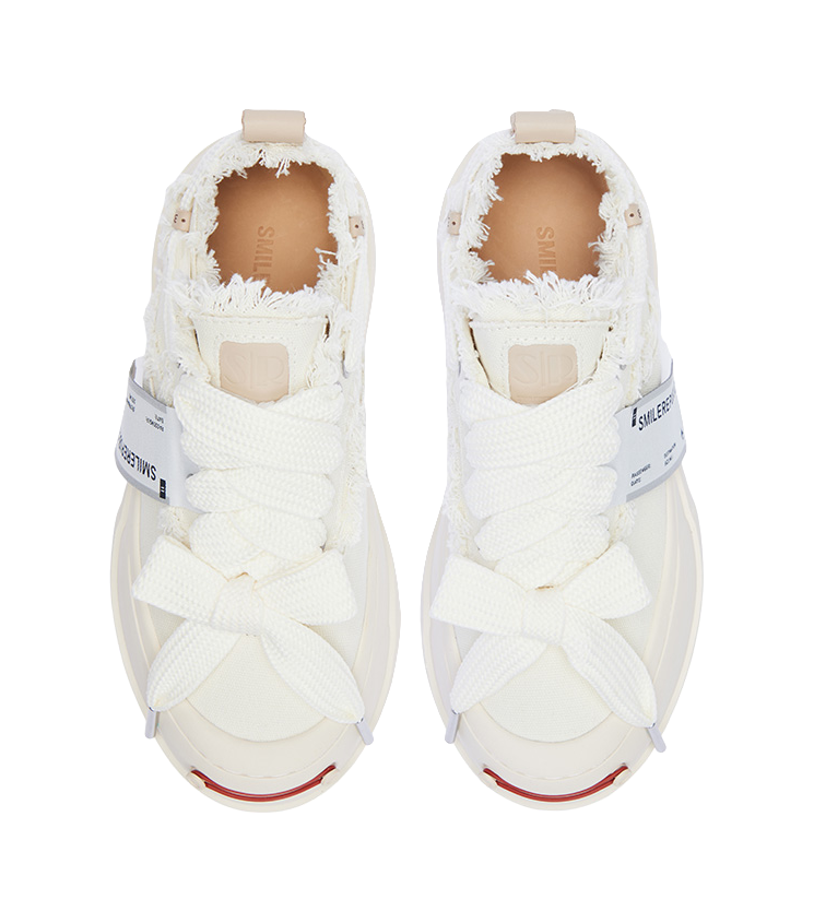 SMILEREPUBLIC Laugh Series Abrasion Resistant Lightweight Height Increasing Low top Canvas Shoes Unisex Native White 