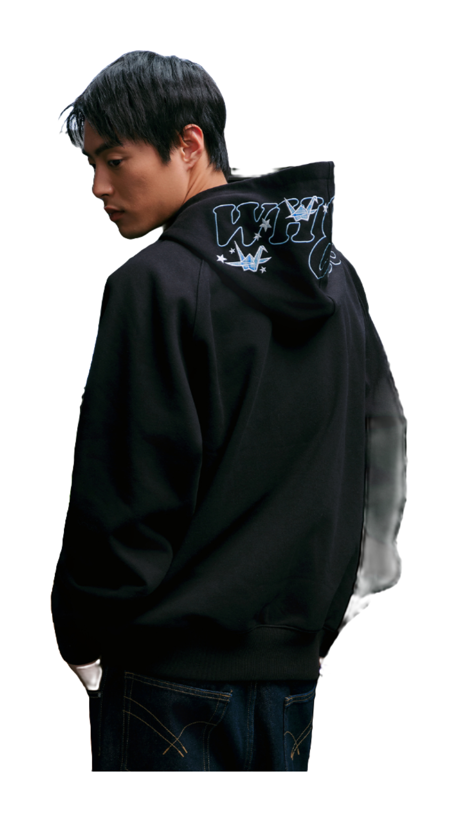 WHOOSIS Thousand Paper Crane Splicing Grid Casual Loose Plush Versatile Campus Hoodie Hoodie Sweatshirt Unisex  vjsneaker.com