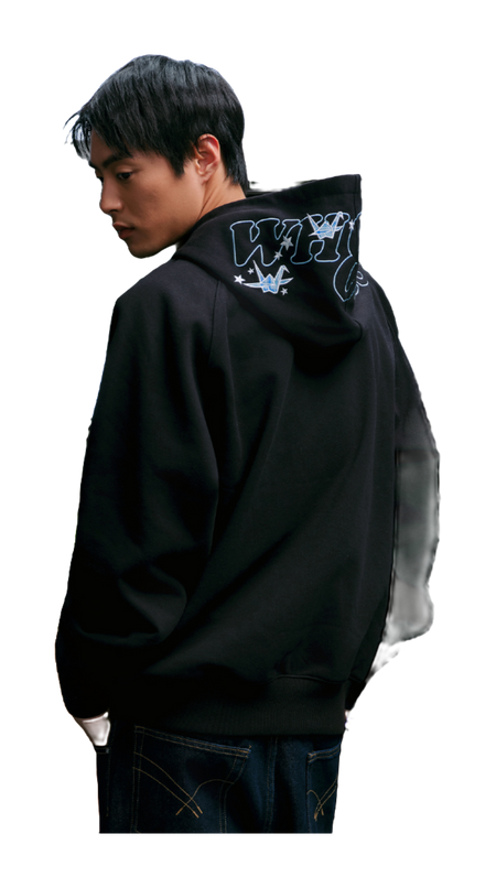 WHOOSIS Thousand Paper Crane Splicing Grid Casual Loose Plush Versatile Campus Hoodie Hoodie Sweatshirt Unisex  vjsneaker.com