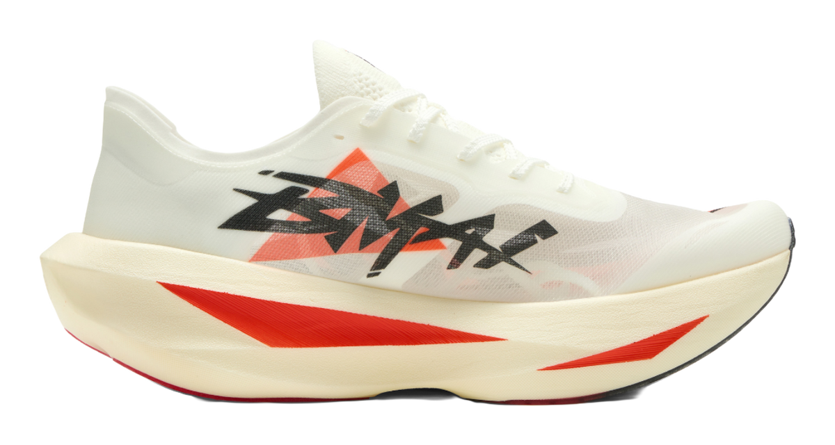 BMAI Jingtan 4.0 low-top running shoes, white upper, red stripe accents, black print