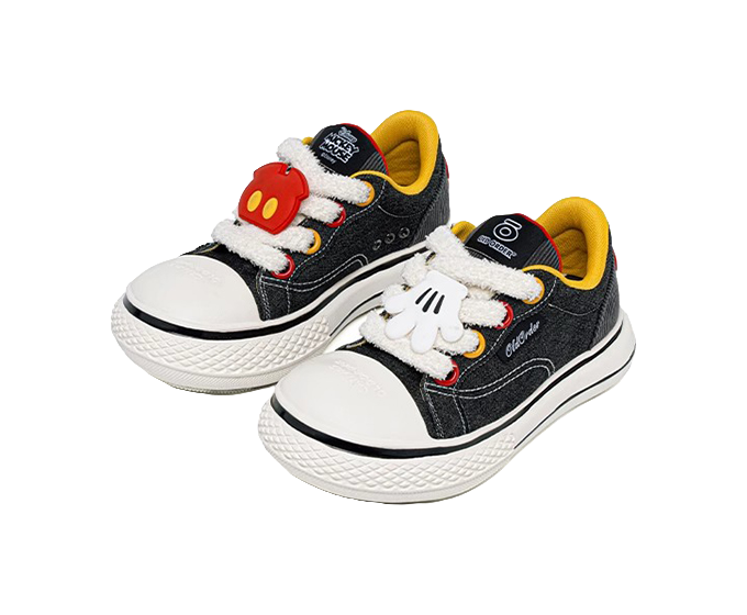 Disney x OLD ORDER Chunky Shoes Abrasion Resistant Height Increasing Low top Canvas Shoes Unisex Black White 