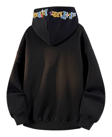 Warrior Warrior American Basic Retro Fun Embroidered Letter Logo Loose Casual Trend Versatile Windproof College Style Sports Couple Hooded Long Sleeve Thick Velvet Hoodie for Men and Women  vjsneaker.com