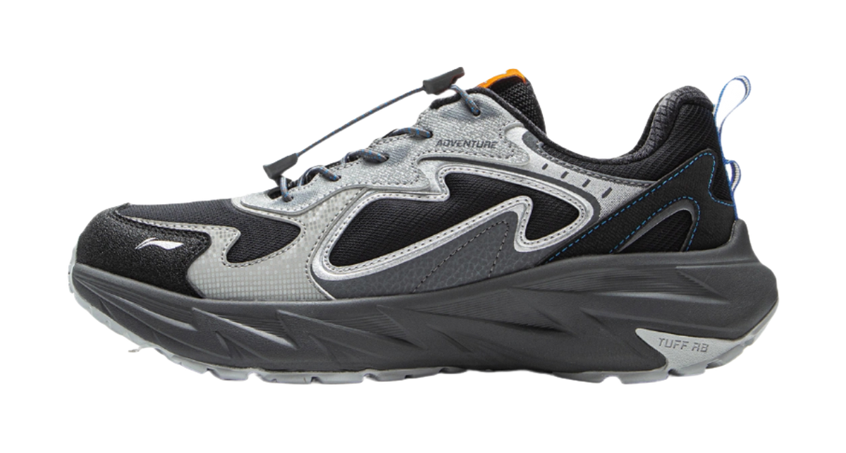 Li Ning Children's Outdoor Synthetic Leather Fashion, Leisure, Versatile, Simple Children's Outdoor Shoes Black and Grey Unisex  VJSNEAKER