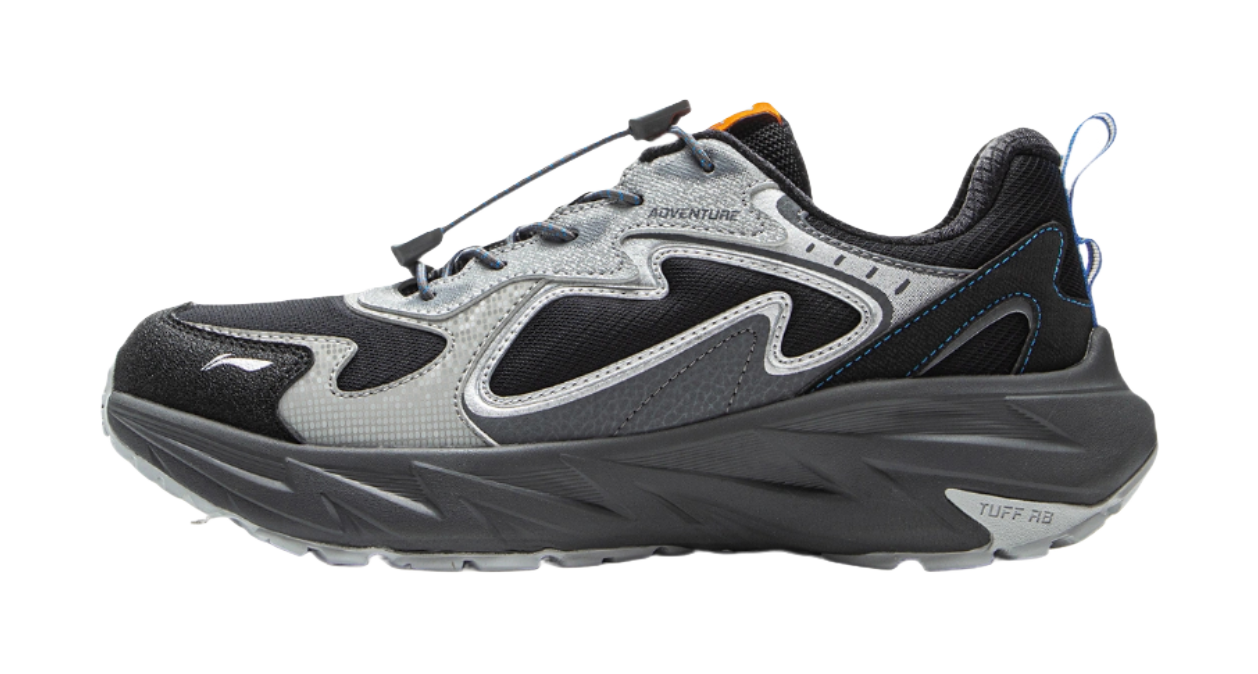 Li Ning Children's Outdoor Synthetic Leather Fashion, Leisure, Versatile, Simple Children's Outdoor Shoes Black and Grey Unisex  VJSNEAKER