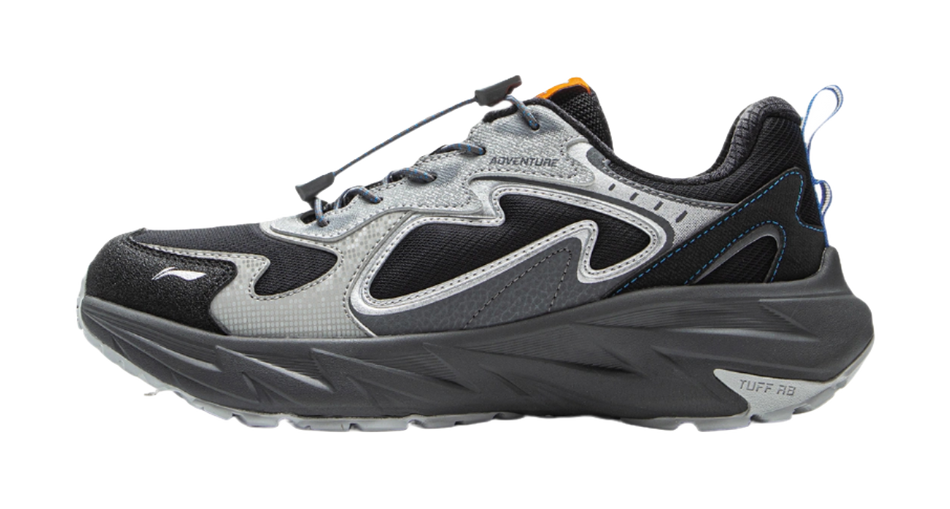 Li Ning Children's Outdoor Synthetic Leather Fashion, Leisure, Versatile, Simple Children's Outdoor Shoes Black and Grey Unisex  VJSNEAKER