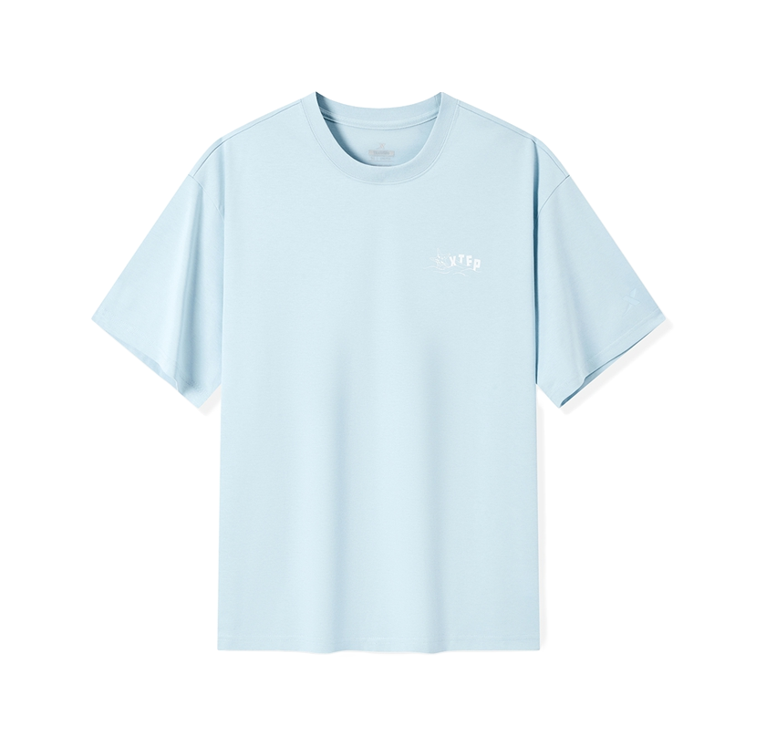 Xtep pure cotton round neck pullover, loose, casual, comfortable, soft, versatile knit T-shirt, unisex  vjsneaker.com