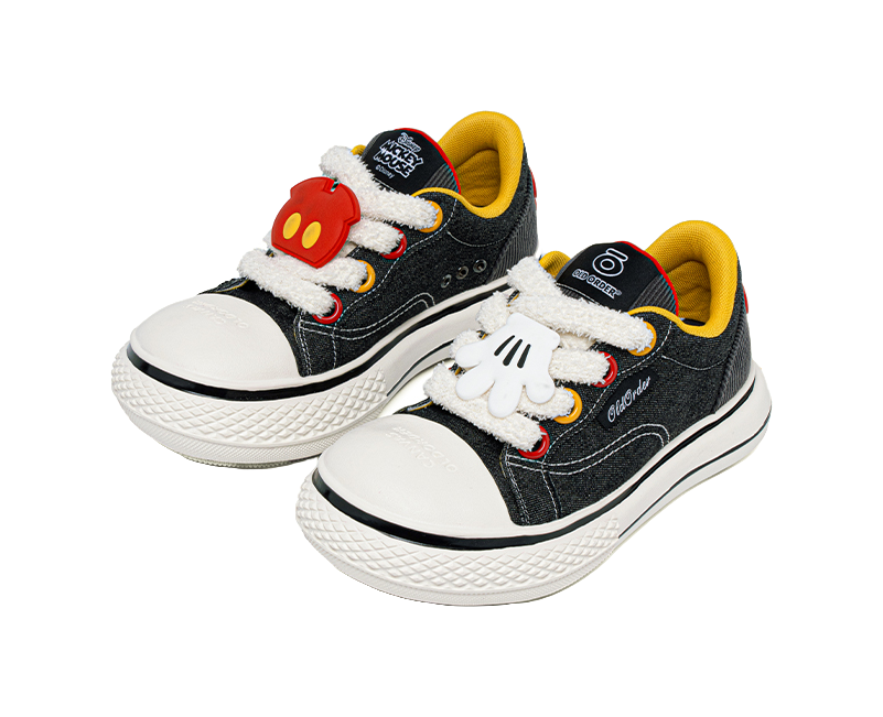 Disney x OLD ORDER Chunky Shoes Abrasion Resistant Height Increasing Low top Canvas Shoes Unisex Black White 