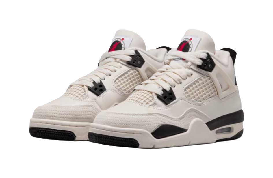 Jordan Air Jordan 4 Low top Childrens Basketball Shoes White Black Unisex  vjsneaker.com