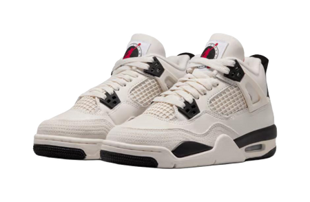 Jordan Air Jordan 4 Low top Childrens Basketball Shoes White Black Unisex  vjsneaker.com