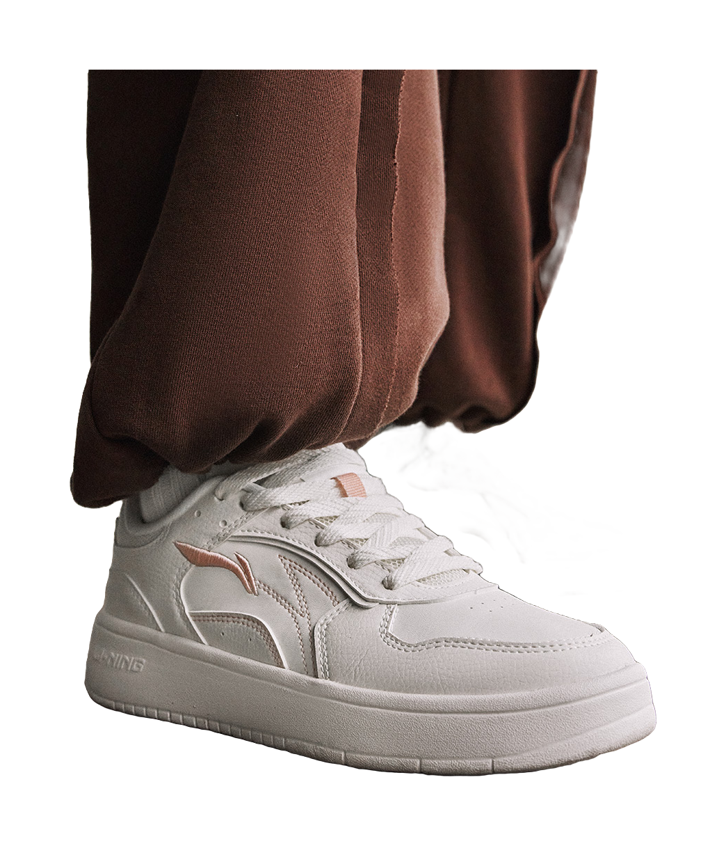 LiNing Spike Years Anti Slip Wear Resistant Breathable Height Increasing Low Top Skateboard Shoes Women's Mist White 