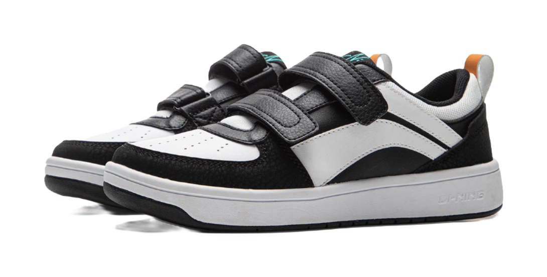 LINING YOUNG Sports Life Collection Anti Slip Wear Resistant Low Top Kids' Skateboarding Shoes Black White Kids' 
