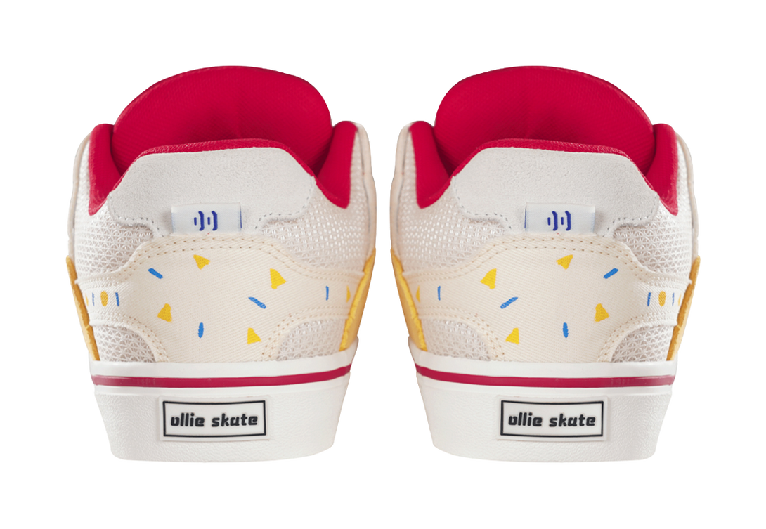 Ollieskate Slip Resistant, Abrasion Resistant, Lightweight Low top Skateboard Shoes Unisex Red Yellow 