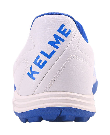 Unisex training soccer shoe heel, white back panel with large KELME lettering