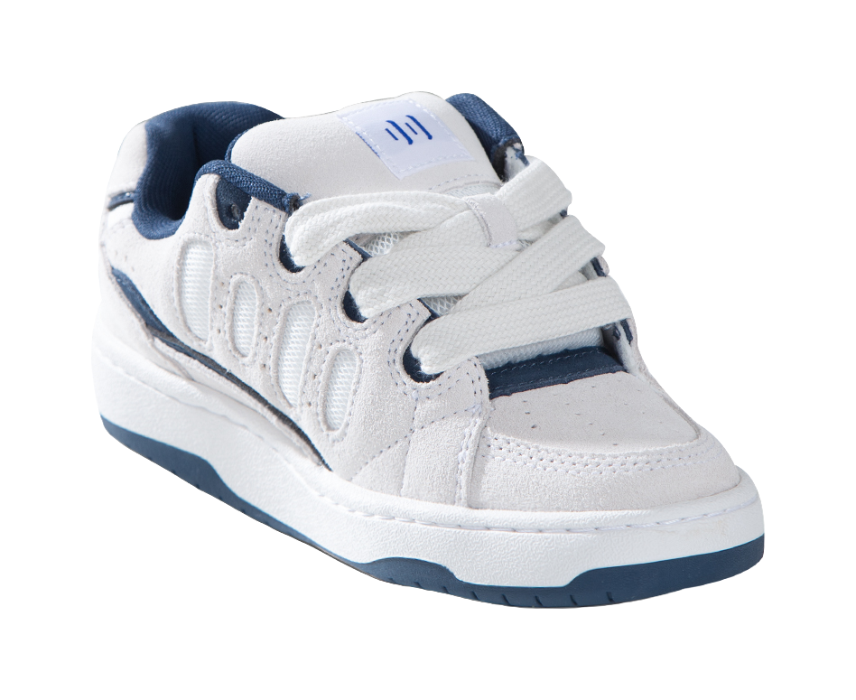 Ollieskate Cold Cemented Puffy Shoes Low top Skateboard Shoes Unisex White Blue 