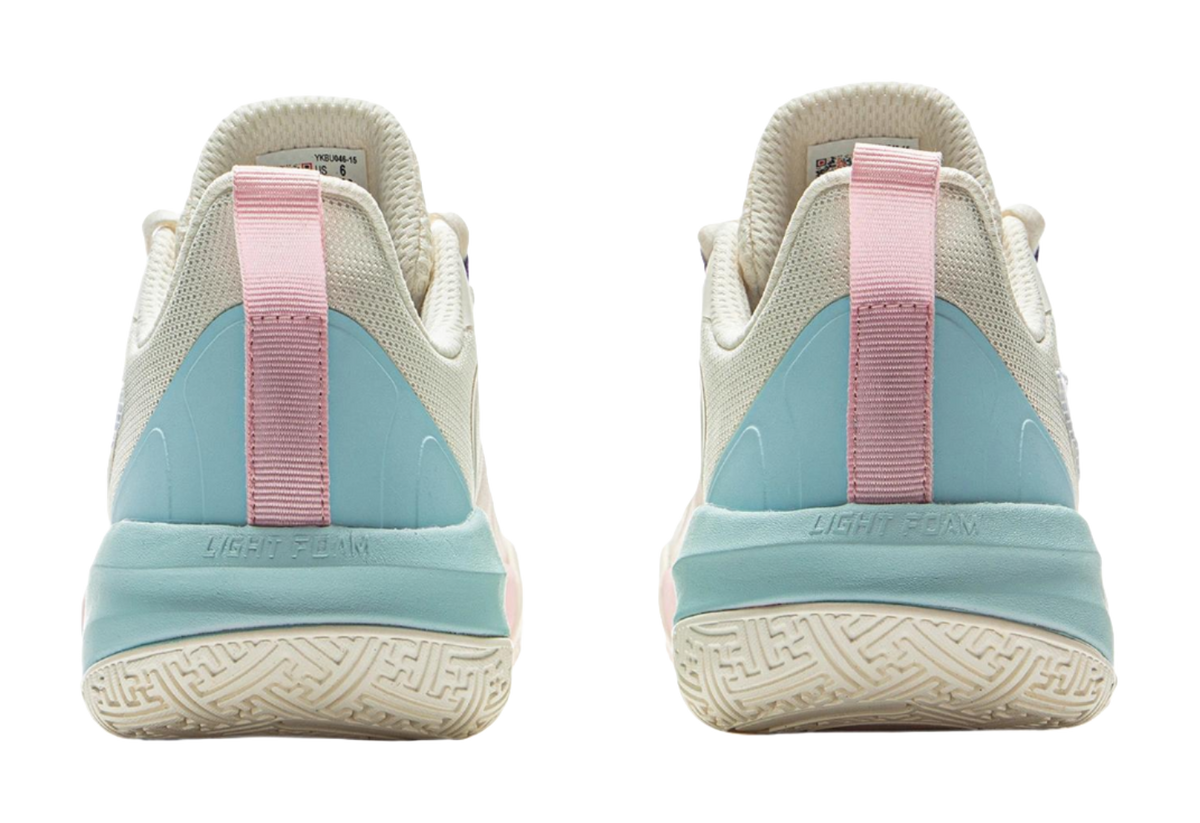 LINING YOUNG Solar Energy Pre Anti Slip Wear Resistant Low Top Childrens Basketball Shoes Ecru  VJSNEAKER