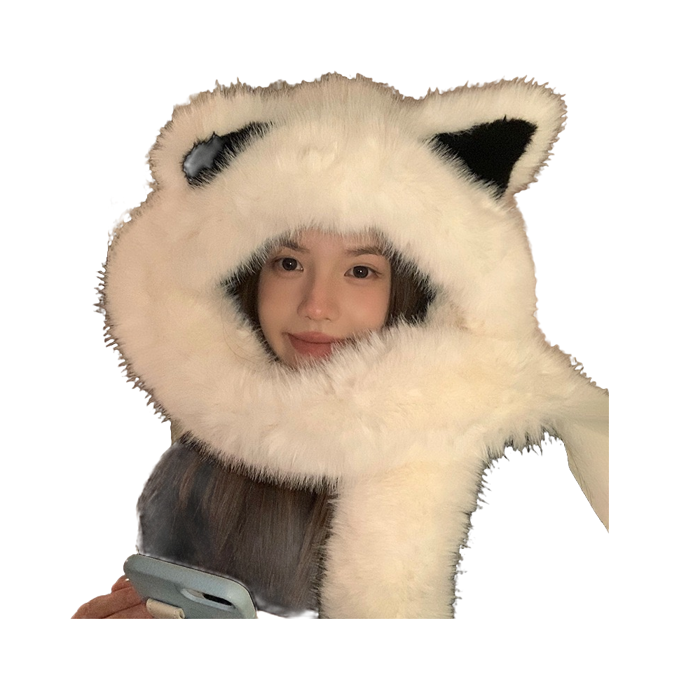 【 Warm Fox 】 IOTS Cute and Cute Fox Ear Two piece Set, Thickened and Warm, Essential for Cooling in Autumn and Winter, Polyester Fiber Woolen Hat for Women  vjsneaker.com