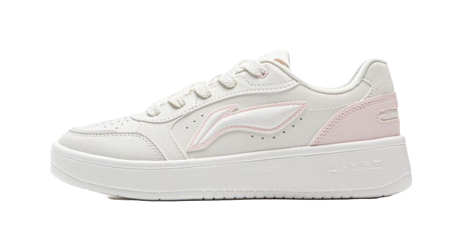 LiNing Yuanbao Pure Anti-Slip Wear-Resistant Low-Top Skateboard Shoes Women's White Pink 