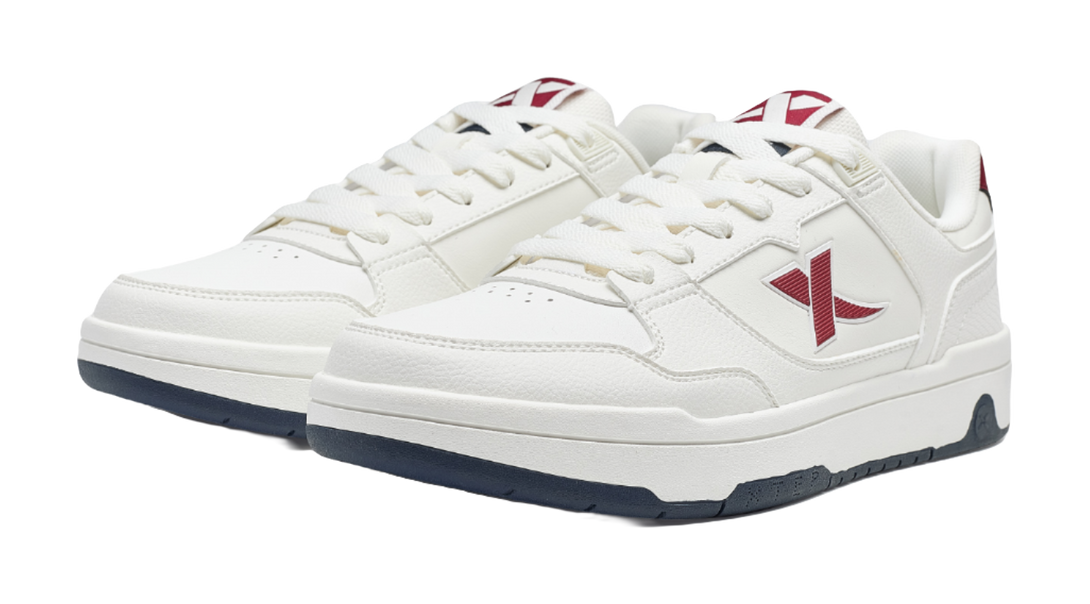 XTEP Clover White 3.0 Air Force 1 Wear resistant And Lightweight Low top Skateboard Shoes Men's White Red 
