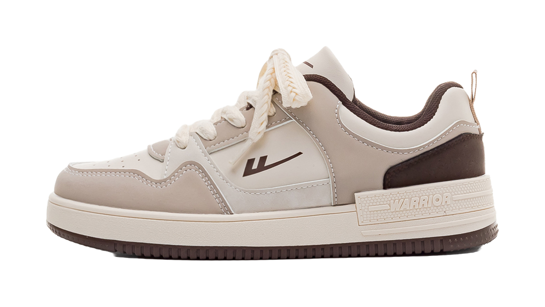 Warrior Slip Resistant, Abrasion Resistant, Lightweight, Breathable Low top Skateboard Shoes Unisex Beige Blue 