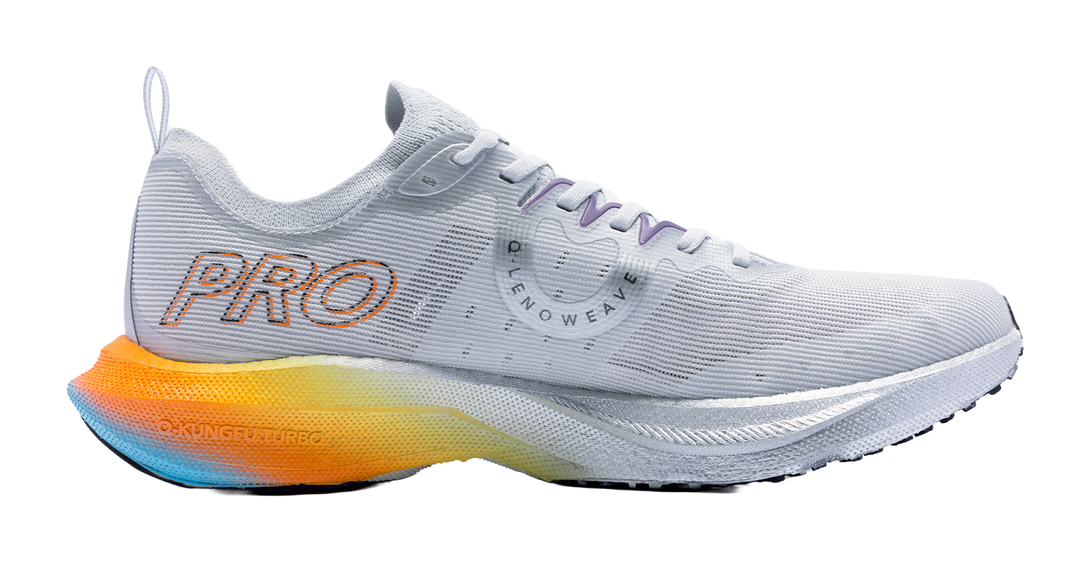 QIAODAN Feiteng PRO Cushioned Slip Resistant Abrasion Resistant Low Top Long Distance Running Shoes Men's Gray Silver 