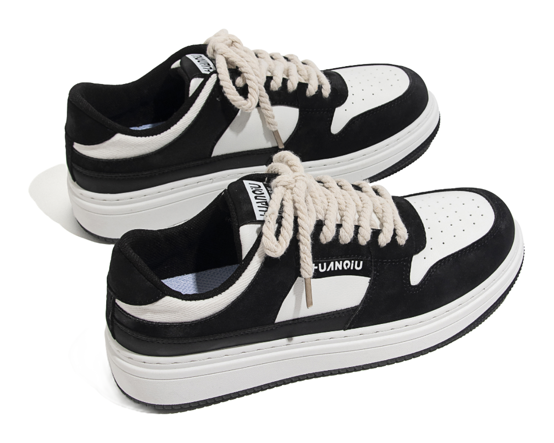 HUANQIU Thickened And Fleece Lined Thin Cotton, Air Force 1 Low top Skateboard Shoes Men's White Black 