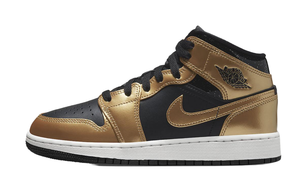 Jordan 1 Mid SE Metallic Gold Black GS  vjsneaker.com