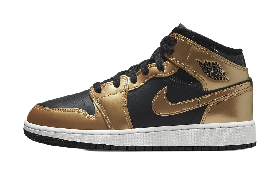 Jordan 1 Mid SE Metallic Gold Black GS  vjsneaker.com